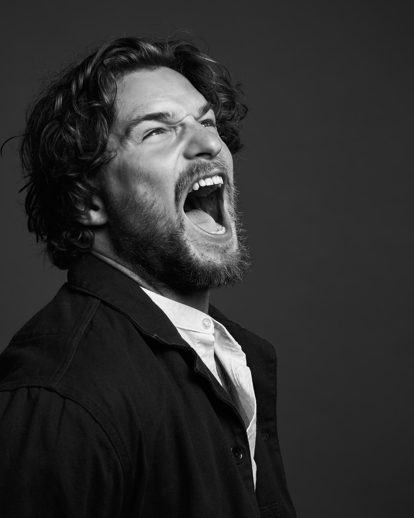 Expressive black and white actor portrait